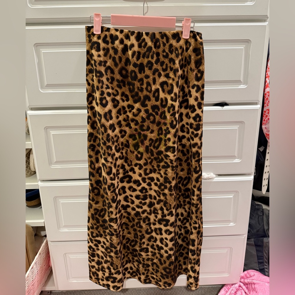 Entro Leopard Print Midi Skirt